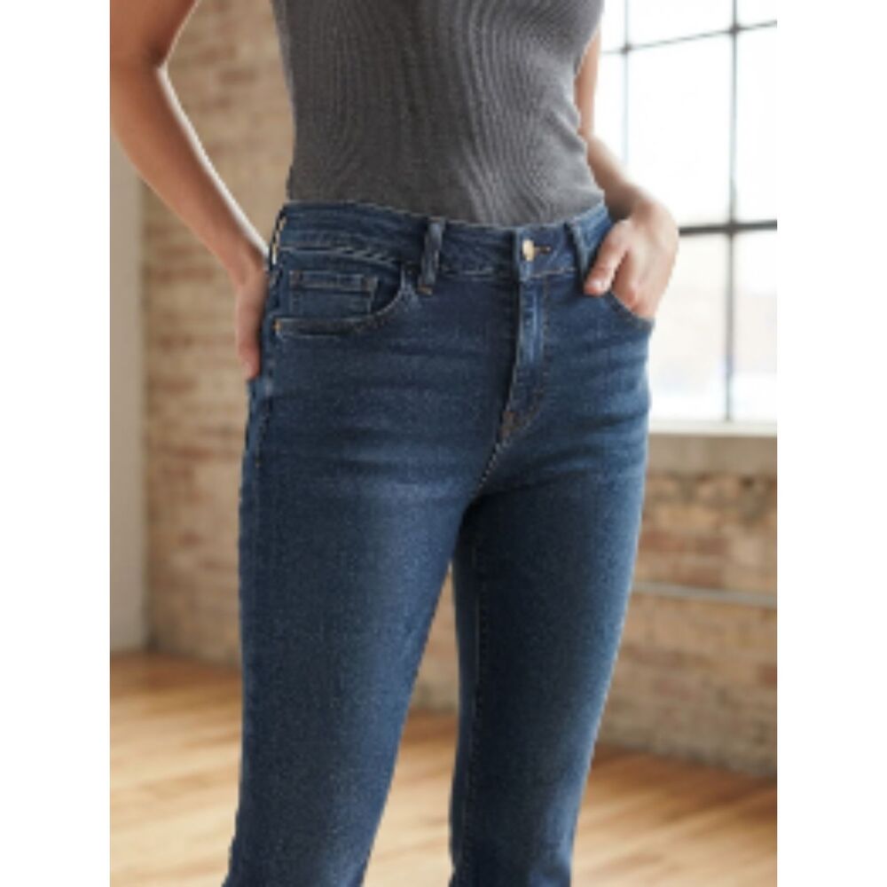 Riders by Lee Classic Women's Dark Blue Jeans Mid Rise Slim Straight Fit 12 LONG